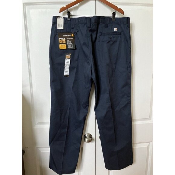 NWT Carhartt Twill Pants Mens 44x32 Blue Workwear Trousers Utility - Picture 1 of 8